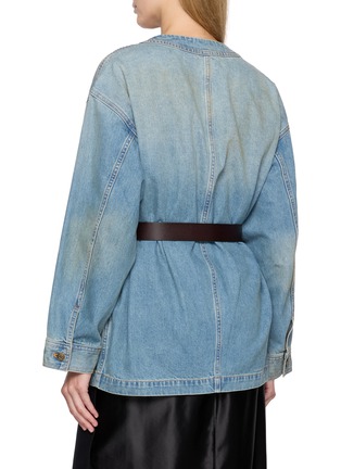 Back View - Click To Enlarge - MO&CO. - V-Neck Cotton Denim Jacket