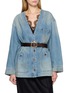 MO&CO. V-Neck Cotton Denim Jacket