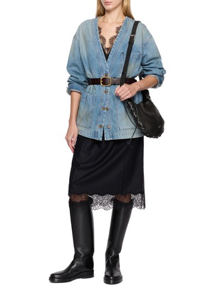 Figure View - Click To Enlarge - MO&CO. - V-Neck Cotton Denim Jacket