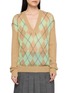 Main View - Click To Enlarge - SHUSHU/TONG - Argyle V-Neck Knit Sweater