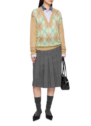 Figure View - Click To Enlarge - SHUSHU/TONG - Argyle V-Neck Knit Sweater