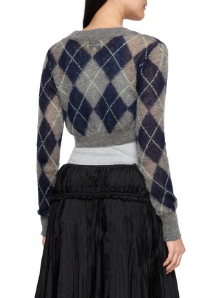 Back View - Click To Enlarge - SHUSHU/TONG - Cropped Argyle Knit Cardigan