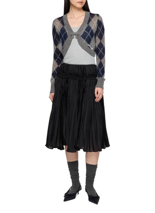 Figure View - Click To Enlarge - SHUSHU/TONG - Cropped Argyle Knit Cardigan
