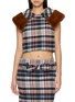 SHUSHU/TONG Faux Fur Lined Collar Sleeveless Crop Top