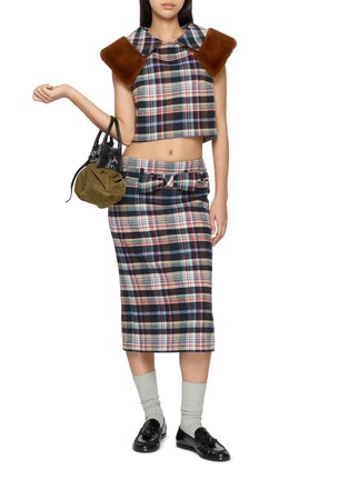 Figure View - Click To Enlarge - SHUSHU/TONG - Faux Fur Lined Collar Sleeveless Crop Top