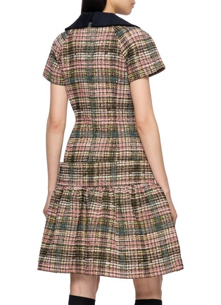 Back View - Click To Enlarge - SHUSHU/TONG - Bow Belted Peter Pan Collar Tweed Dress