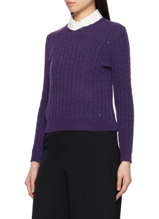 Detail View - Click To Enlarge - SHUSHU/TONG - Decorative Faux Fur Collar Cable Knit Sweater