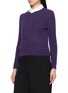 Detail View - Click To Enlarge - SHUSHU/TONG - Decorative Faux Fur Collar Cable Knit Sweater