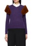 SHUSHU/TONG Decorative Faux Fur Collar Cable Knit Sweater