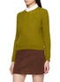Detail View - Click To Enlarge - SHUSHU/TONG - Decorative Faux Fur Collar Cable Knit Sweater