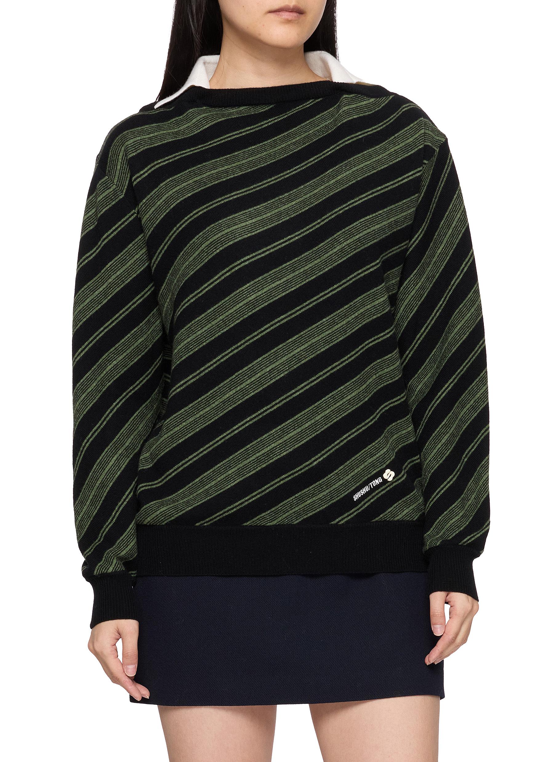 SHUSHU/TONG | Diagonal Striped Twill Knit Top | Women | Lane Crawford