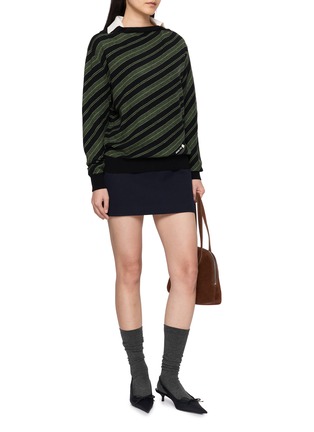 Figure View - Click To Enlarge - SHUSHU/TONG - Diagonal Striped Twill Knit Top