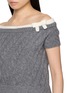  - SHUSHU/TONG - Off Shoulder Bow Detail Knit Crop Top
