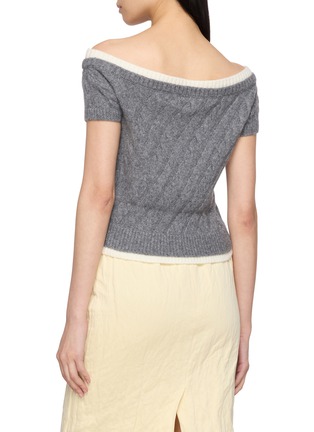 Back View - Click To Enlarge - SHUSHU/TONG - Off Shoulder Bow Detail Knit Crop Top
