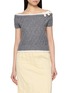 SHUSHU/TONG Off Shoulder Bow Detail Knit Crop Top