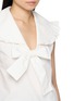  - SHUSHU/TONG - Ruffled Shawl Collar Bow Blouse