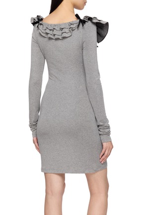 Back View - Click To Enlarge - SHUSHU/TONG - Ruffled Neck Fitted Mini Dress