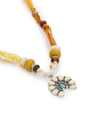 Detail View - Click To Enlarge - BADHNATI - Ochre Amulet Pendant Beaded Necklace
