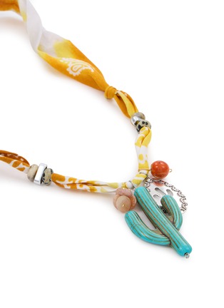 Detail View - Click To Enlarge - BADHNATI - Ochre Cactus Pendant Beaded Necklace