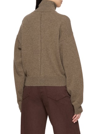 Back View - Click To Enlarge - EDITION - Zip Up Stand Collar Knit Cardigan