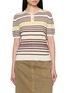 EDITION Striped Henley Knit Top