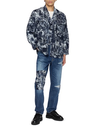 Figure View - Click To Enlarge - FDMTL - Distressed Patchwork Slim Fit Denim Jeans