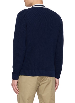 Back View - Click To Enlarge - LACOSTE - Contrast Intarsia V-Neck Cardigan