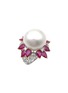 LC COLLECTION JEWELLERY 18K White Gold Diamond Pearl Ruby Ring — US 6 1/2