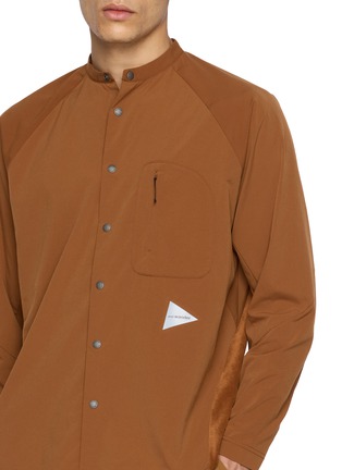  - AND WANDER - Fleece Panelled Band Collar Shirt