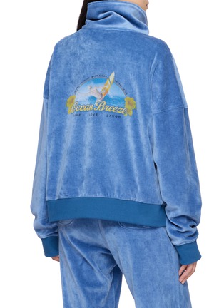 Back View - Click To Enlarge - HALFWAY NATIVE - Ocean Breeze Graphic Appliqué Velour Zip Up Jacket