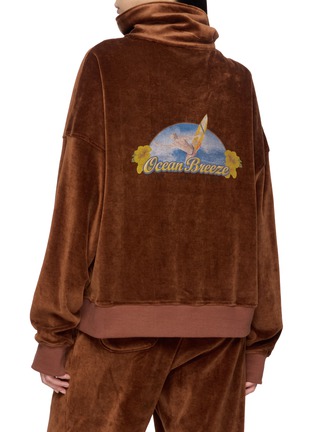 Back View - Click To Enlarge - HALFWAY NATIVE - Ocean Breeze Graphic Appliqué Velour Zip Up Jacket
