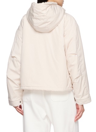 Back View - Click To Enlarge - HALFWAY NATIVE - Sandy Coast Striped Appliqué Faux Fur Padded Jacket