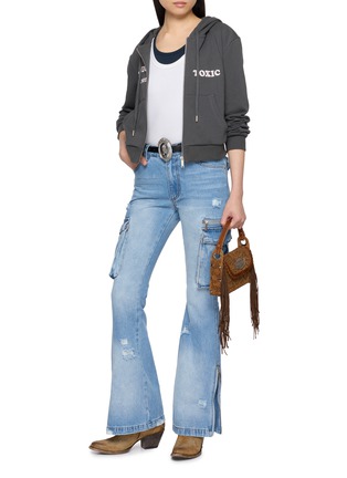 Figure View - Click To Enlarge - MARKGONG - Embroidered Hooded Zip Up Jacket