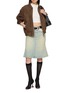 Figure View - Click To Enlarge - MARKGONG - Faux Fur Trim Light Wash Denim Fishtail Skirt