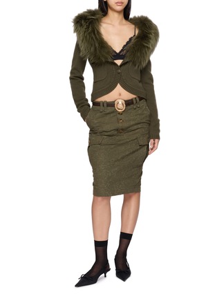 Figure View - Click To Enlarge - MARKGONG - Fur Collar Knit Cardigan