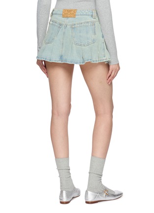 Back View - Click To Enlarge - MARKGONG - Pleated Denim Mini Skirt