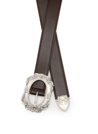Detail View - Click To Enlarge - MARKGONG - Engraved Metal Buckle Leather Belt