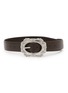 MARKGONG Engraved Metal Buckle Leather Belt
