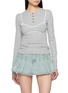 Main View - Click To Enlarge - MARKGONG - Bralette Detail Long Sleeve Henley T-shirt