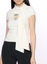  - MARKGONG - Graphic Print Ribbon Short Sleeves Top