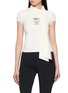 Main View - Click To Enlarge - MARKGONG - Graphic Print Ribbon Short Sleeves Top