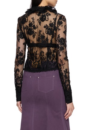 Back View - Click To Enlarge - MARKGONG - Lace Ruffle Sheer Blouse