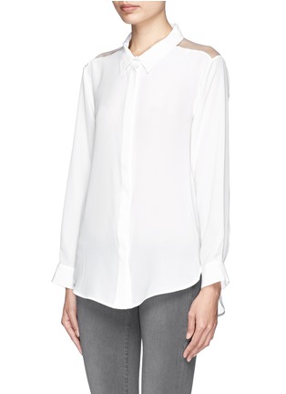 Front View - Click To Enlarge - SANDRO - 'Celest' sheer back silk shirt