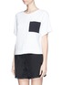 Front View - Click To Enlarge - SANDRO - 'Ebonie' contrast patch pocket T-shirt