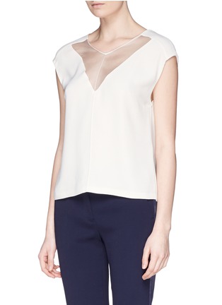 Front View - Click To Enlarge - SANDRO - 'Ezel' sheer panel crepe blouse