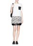 Figure View - Click To Enlarge - SANDRO - 'Janique' textured print leather hem skirt