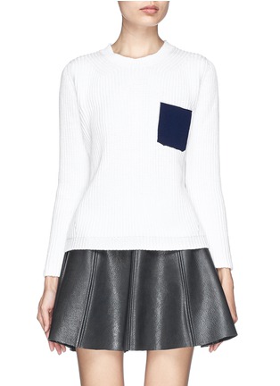 Main View - Click To Enlarge - SANDRO - 'Sharlene' contrast pocket cotton sweater