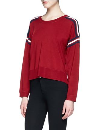 Front View - Click To Enlarge - SANDRO - 'Savina' stripe shoulder sweater