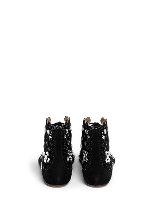 Back View - Click To Enlarge - ALAÏA - Mirror plate perforated suede sandals