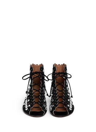 Figure View - Click To Enlarge - ALAÏA - Mirror plate perforated suede sandals